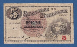 SUECIA // SWEDEN -- 5 KRONOR ( 1925 ) -- BC+ // F+ -- PICK 33h . - Picture 1 of 2