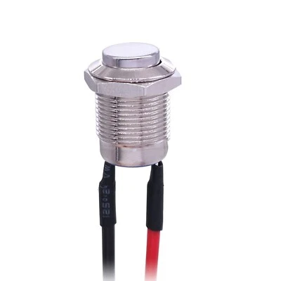 12mm Waterproof Momentary Stainless Steel Start Push Button Switch Pre Wired - Image 1 of 4