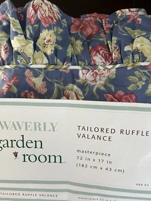 Waverly Cenefa de Habitación de Jardín a Medida Volantes Azul Rosa Floral 72”x 17” NUEVA Foto 1 de 4