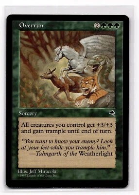 MTG - 1x Overrun- Tempest - LP - Vintage Green - Magic The Gathering - 1997 - Image 1 of 2