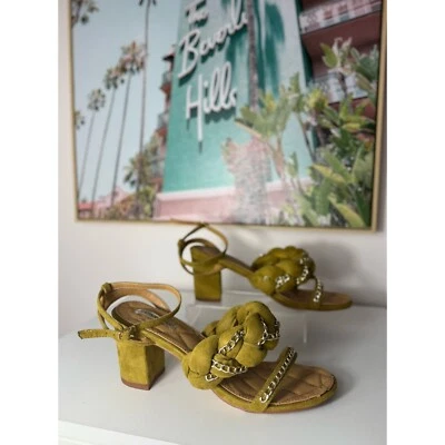 Sandalias de gamuza con correa de cadena trenzada verde oliva Cape Robbin Carrie-23 talla 10 Foto 1 de 4