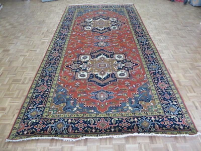 Alfombra oriental Serapi envejecida naranja óxido anudada a mano 7'10 X 15'8 G10828 Foto 1 de 4