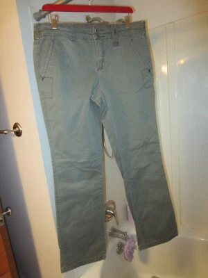 Новые без ценников женские хлопковые повседневные брюки с оборками тесаные размер 10 оливковый цвет - Изображение 1 из 4