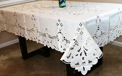 Servilletas de mantel bordado rectangular poliéster beige 72x126" boda novia Foto 1 de 4