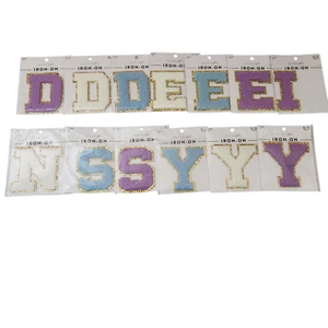 Design Loft 3.5 inch Iron On Letters Patch with Gold Glitter Trim Lot of 13 - Picture 1 of 11