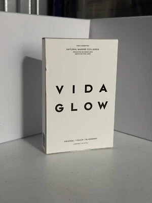 Vida Glow Natural Marine Collagen Blueberry, Peach, Original 6 Servings 💚 Boxed