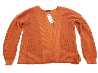Boohoo Women's Oversized Rib Cropped Open Cardigan Size S/M Toffee Knit - Image 1 of 4