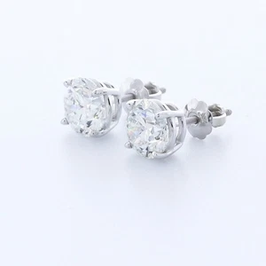 3 Carat E SI1 Round Brilliant Earth Mined Certified Diamonds 14k Gold Earrings - Picture 1 of 2