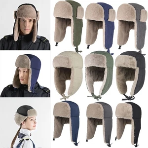 Warme russische Uschanka Mütze Winter Skimütze Damen Herren winddicht mit Fell Ohrenklappe - Bild 1 von 53