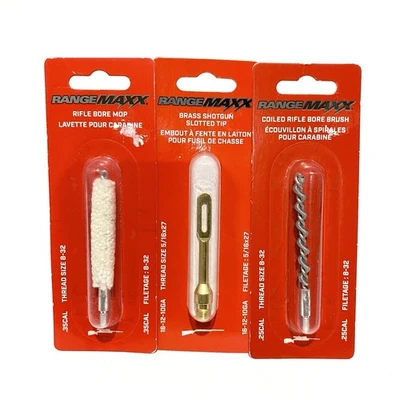3 RangeMAXX Gun Cleaning Tips Slotted Brass 16-12 Rifle Bore Brush .25 Mop .35 - Image 1 of 3