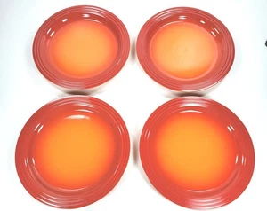 Le Creuset Stoneware Vancouver Dinner Plates 27cm / 10-1/2" Set of 4 ~ FLAME - Picture 1 of 9