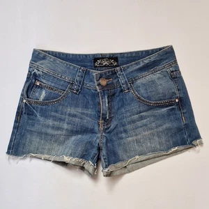 New Look House Of Denim UK 10 Hot Pant Shorts Women's Rinestones Frayed Hem - Picture 1 of 12
