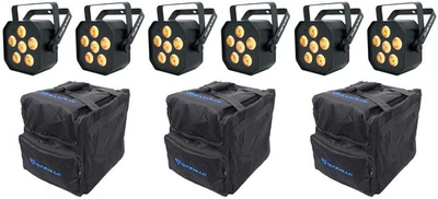 6 Chauvet DJ EZLink Par Q6BT ILS RGBA Bluetooth Rechargeable Wash Up-Lights+Bags - Image 1 of 4