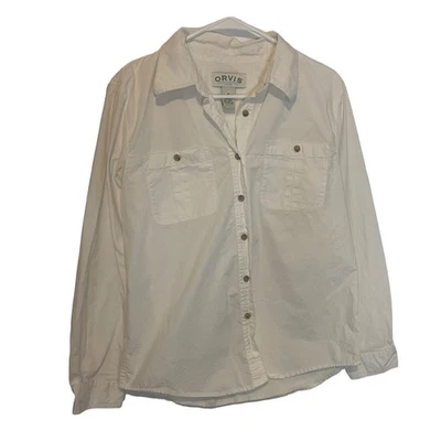 Orvis Women's Size Medium White Cotton Button Up Shirt - Image 1 of 4