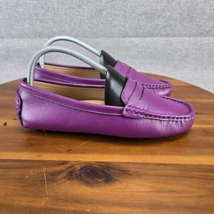 Purple Leather Penny Loafers Women's Size 8 Driving Moccasins Comfortable Shoes - Picture 1 of 14