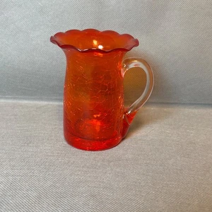 Vintage mundgeblasen Rubinrot Crackle Glas Miniatur Krug 3,5" Top - Bild 1 von 8