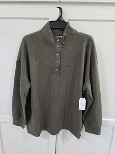 Time And Tru Women's Henley Pullover In Sea Turtle Green XL NWT - Picture 1 of 5