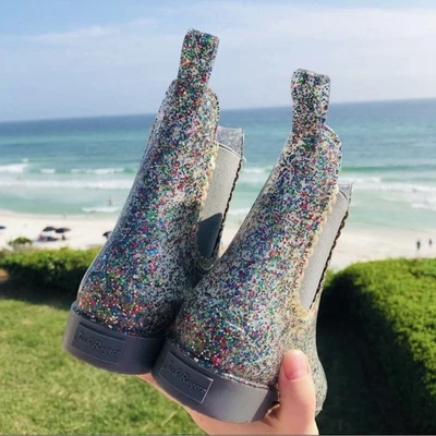 Jack Rogers Multicolor Glitter Rain Boots - size 10 (run small) Great used cond. - Image 1 of 4