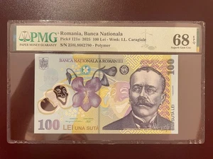 Romania 100 lei 2025 pick 121o pmg 68 - Picture 1 of 3