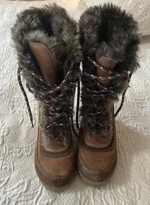 Botas Report Vintage 6 Marrón Y2K Imitación Piel Cuero Con Cordones Gruesas Cuña Nieve Foto 1 de 4