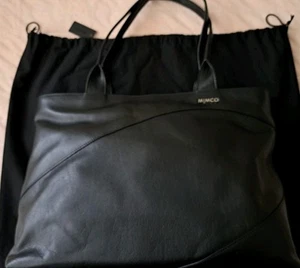 NEW SOLAR MIMCO BLACK LEATHER SHOULDER/TOTE BAG RRP:$499.95 - Picture 1 of 5