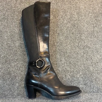 AGL Mujer 5 Cuero Negro Moto Arnés Retro Panel Elástico Botas EU 35.5 Montar Foto 1 de 4