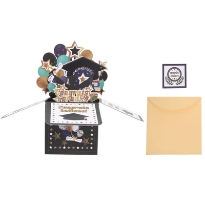 Graduation Pop-up Card Doctor Caps Design Card 3D Greeting Graduation Season - Image 1 of 4