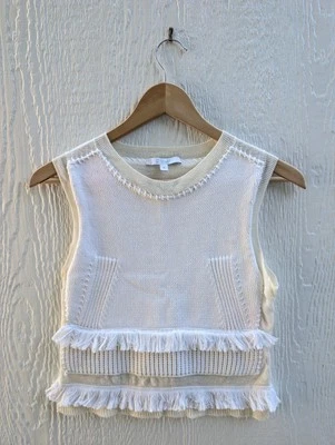 Derek Lam 10 Crosby Tejido Sin Mangas Volantes Borde Top Grueso Lagenlook $395 Talla Pequeña Foto 1 de 4