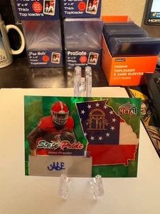 Nate Frazier 2025 Leaf Metal Football Green Ice Auto 3/3 RC Georgia - Picture 1 of 2