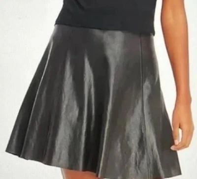 SPANX Faux Leather Skater Black Mini Stretch Knee Skirt 50156R Women’s Sz Medium - Image 1 of 4