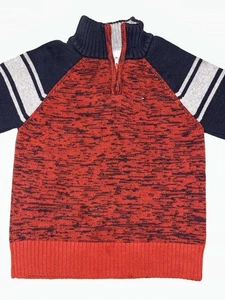 Tommy Hilfiger Kids' Size 5 Red and Navy Quarter-Zip Sweater - Picture 1 of 4