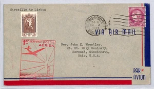 FRANCE First Flight Air Mail Cover Marseille-Lisbon 1939 {samwells-covers}YZ332 - Picture 1 of 12