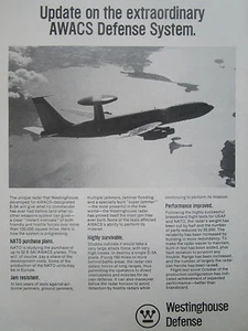 5/1976 PUB WESTINGHOUSE DEFENSE BOEING AWACS AIRBORNE RADAR RADOME ORIGINAL AD - Foto 1 di 1