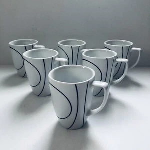 Set of 8 Corelle Simple Lines Coordinates Porcelain Coffee Cups 12 Oz GUC - Picture 1 of 5