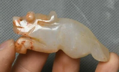 Colgante Amuleto Bestia Dragón Tallado Jade Hetiano Cultura Hongshan China 6CM Foto 1 de 4