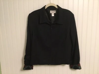 Pendleton wool jacket Size 16 Women’s Top Zip Front Black With Plaid Accents - Image 1 of 4