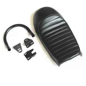 Black Hump Cafe Racer Vintage Seat Cushion with 230mm Frame Hoop Seat Loop Bike - Picture 1 of 8