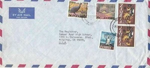 1978 Zambia #40,#47(2),#136,#142 on cover, Ridgeway to Milpitas CA;bird,animal*d - Picture 1 of 1