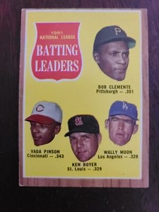  CLEMENTE, BOYER,  PINSON, 1962 Topps League Leaders #52 Vg-Ex 