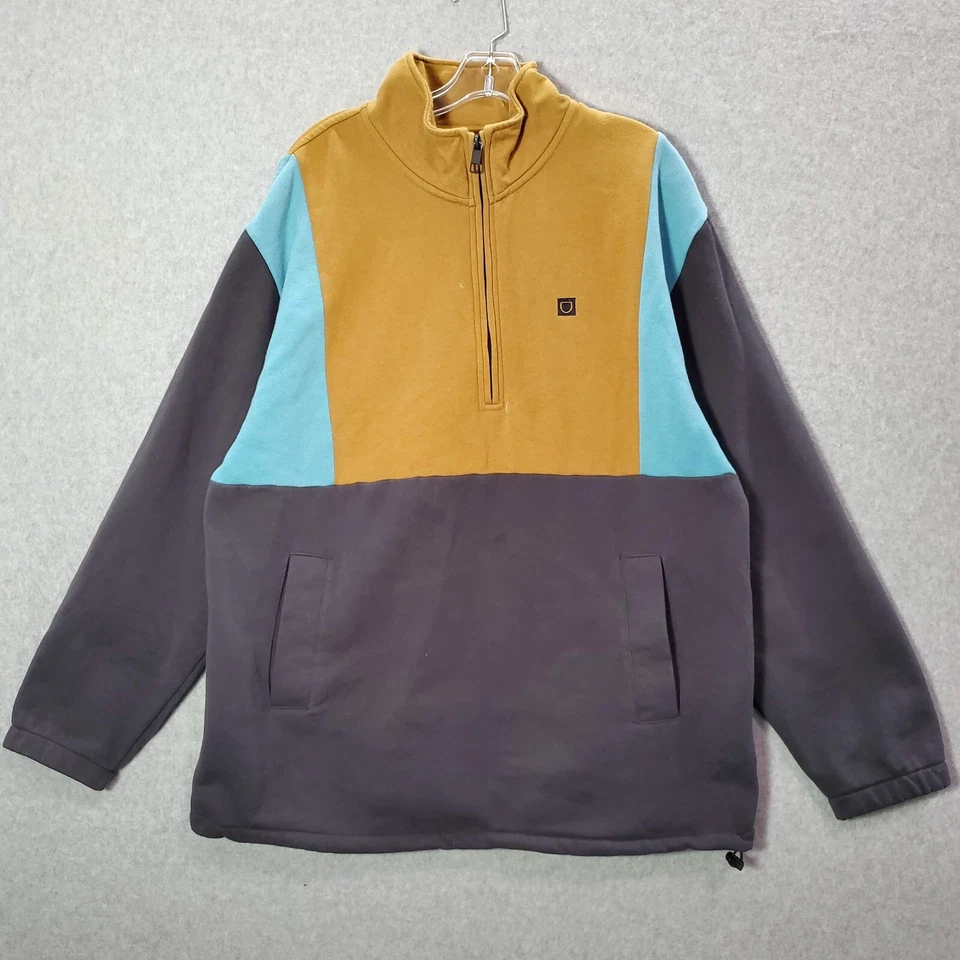 Brixton Beta X Men Sweatshirt Large Black Pockets 1/4 Zip Mock Neck READ - Image 1 of 4