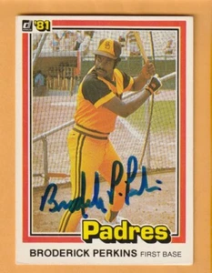 Broderick Perkins San Diego Padres AUTO Firmado 1981 Donruss Saint Mary's College - Imagen 1 de 2