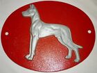 CAST+IRON+OUTSIDE+INSIDE+3D+DOG+RED+OVAL+WALL+PLAQUE