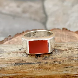 Anillo de cornalina, anillo para hombre, anillo hecho a mano anillo de plata esterlina 925, regalo para él - Imagen 1 de 5