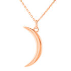  Solid 14k Rose Gold Dainty Crescent Moon Pendant Necklace