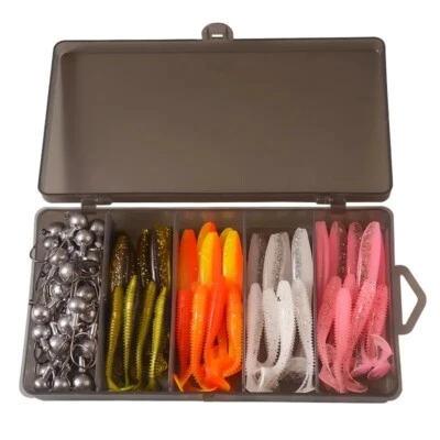 Jighaken Gummifisch Set Box Barsch Hecht Zander Angeln Angelköder Jig Haken - Bild 1 von 4