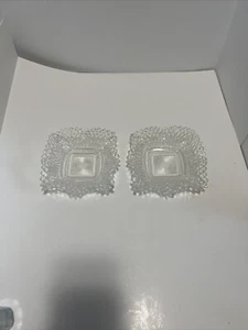 VTG Set Of 2 Indiana Cut Glass Clear Diamond Point Ruffle 6.5” Dishes/Ashtrays - Picture 1 of 13