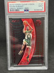 2015 Panini Clear Vision Red #127 Kevin Durant 79/99 PSA 9 Mint Green Jersey