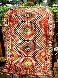 ANTIQUE  1890 CAUCASIAN  KARABAGH   RUG WITH GOOD COLOR  7'11" X 4 FEET