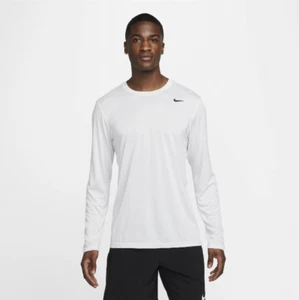 Nike Dri FIT Mens Long Sleeve Training Gym Workout Running Shirt Light Grey 2XL - Picture 1 of 7