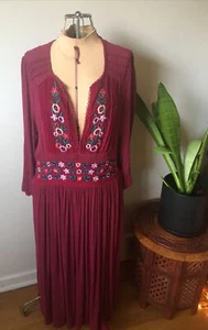 Free People Raspberry Pink Boho Peasant Embroidered Dress - Picture 1 of 11